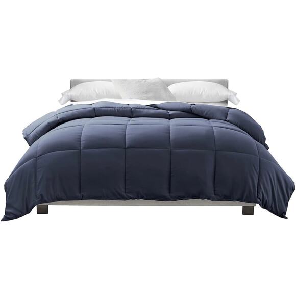 IENJOY HOME Full/Queen Down Fiber Comforter - Luxury Design, Navy, Open Box - Picture 2 of 4